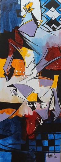 Ashkal, 12 x 36 Inch, Acrylic on Canvas, Abstract Painting, AC-ASH-225